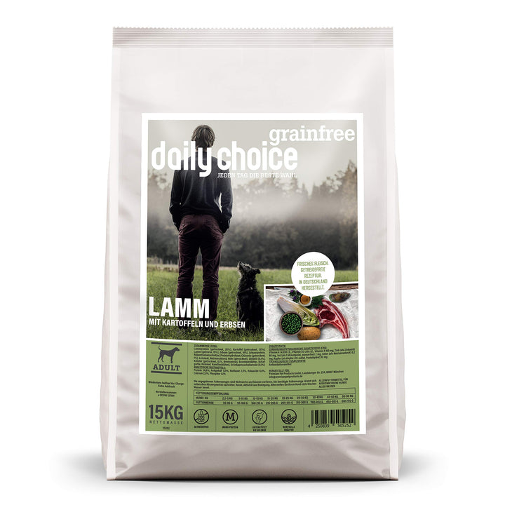 grainfree - 15 kg - Trockenfutter für Hunde - getreidefrei - Lamm mit Kartoffeln und Erbsen - Monopr
