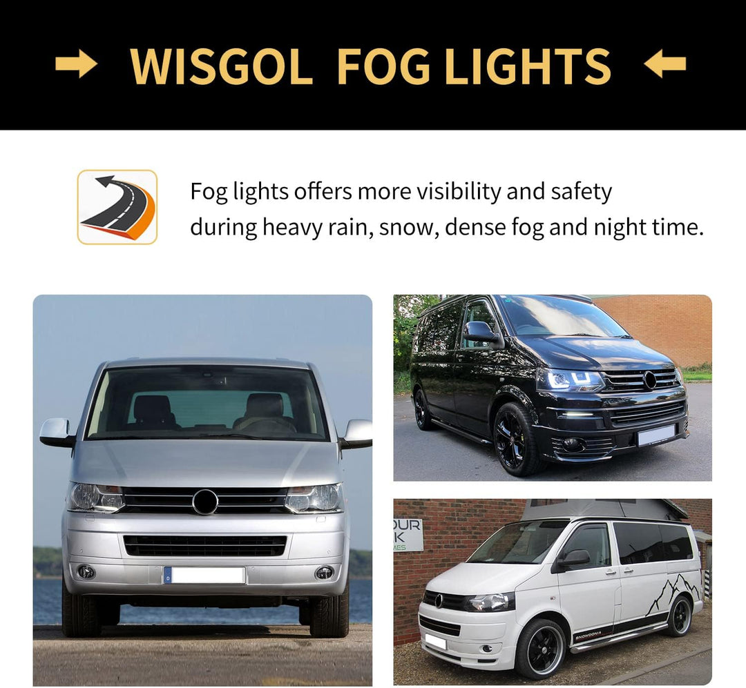 WISGOL Nebelscheinwerfer passt für Vw Transporter / Multivan T5 09/2009-UP Ein Paar Nebelscheinwerfe