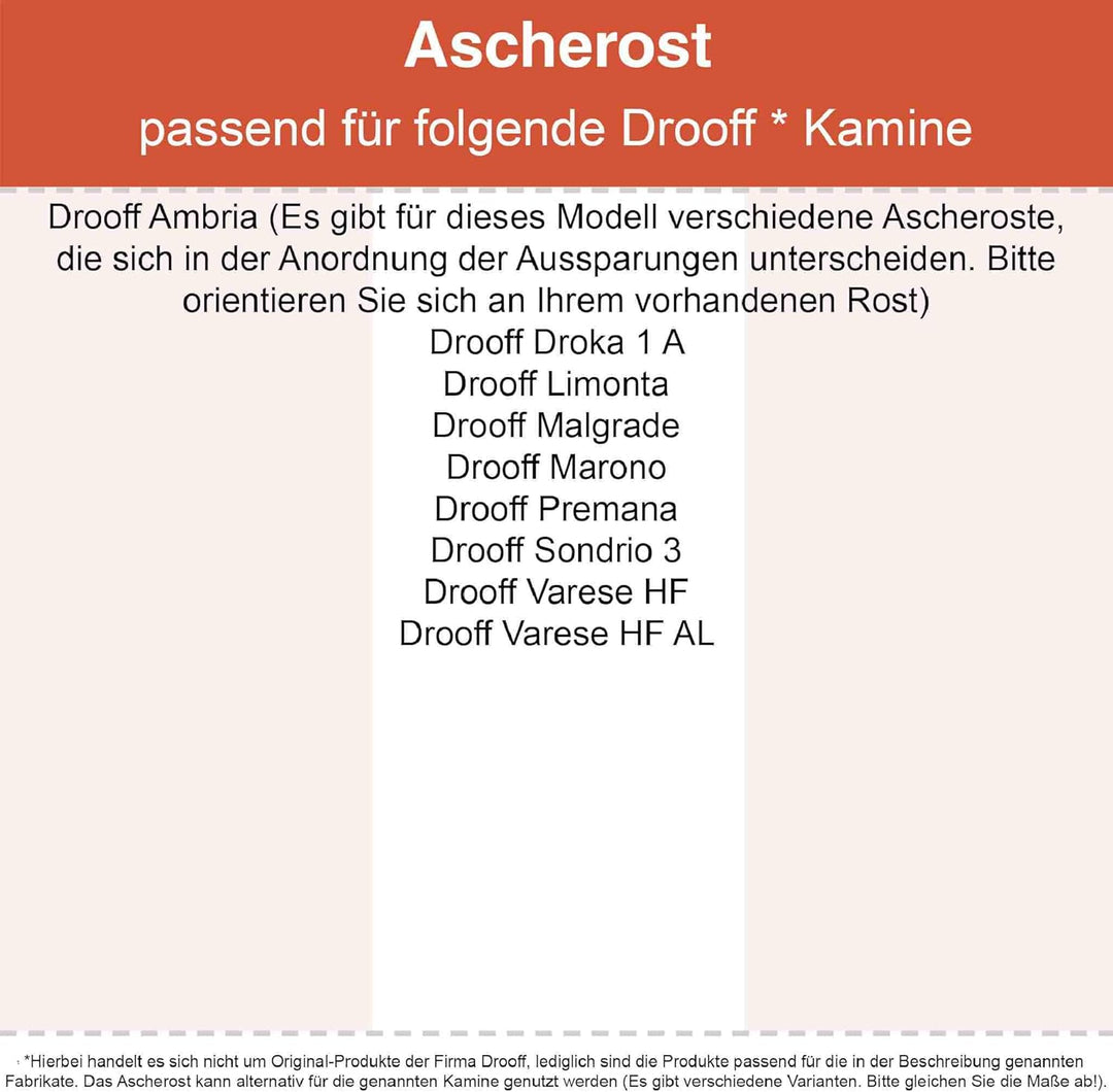 Kaminrost - Passend für Drooff Kaminöfen inkl. Modellübersicht - Ascherost Kamin aus massivem Stahl