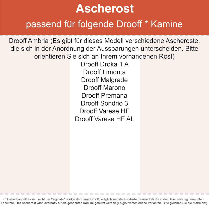 Kaminrost - Passend für Drooff Kaminöfen inkl. Modellübersicht - Ascherost Kamin aus massivem Stahl