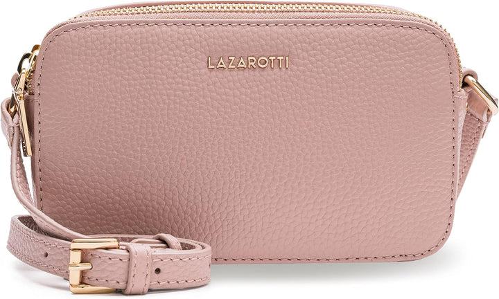 Lazarotti Bologna Leder Umhängetasche Damen | 2 Hauptfächer & längenverstellbarer Schulterriemen | m