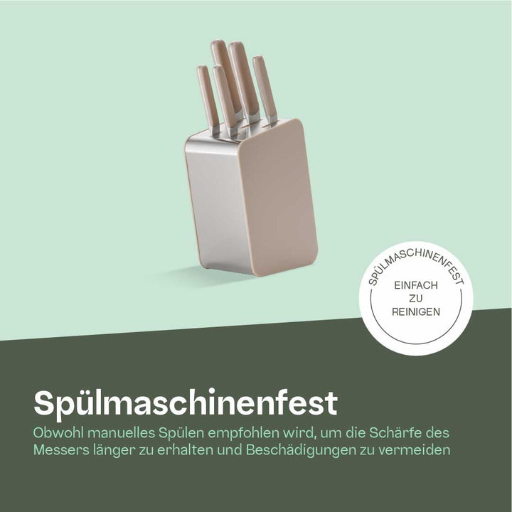 BergHOFF Home Messerblock mit Messer - 6-teilig Messerset mit Block - Küchenmesserset - Küchenmesser