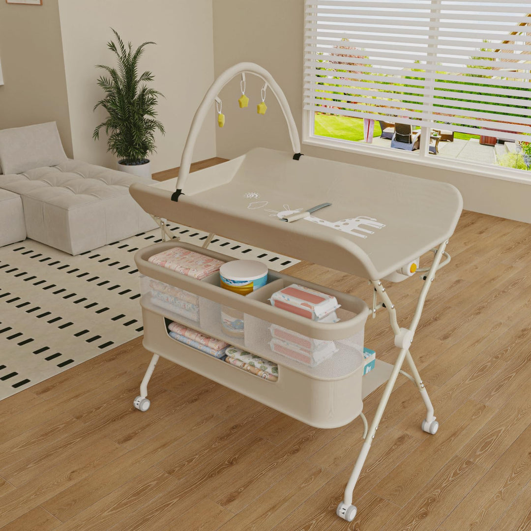OHMG Baby Wickelkombi Mobiler Bade-Wickeltisch faltbar,klappbare Wickelkommode mobiler,Wickeltisch m