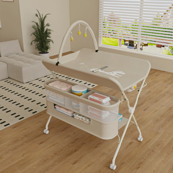 OHMG Baby Wickelkombi Mobiler Bade-Wickeltisch faltbar,klappbare Wickelkommode mobiler,Wickeltisch m