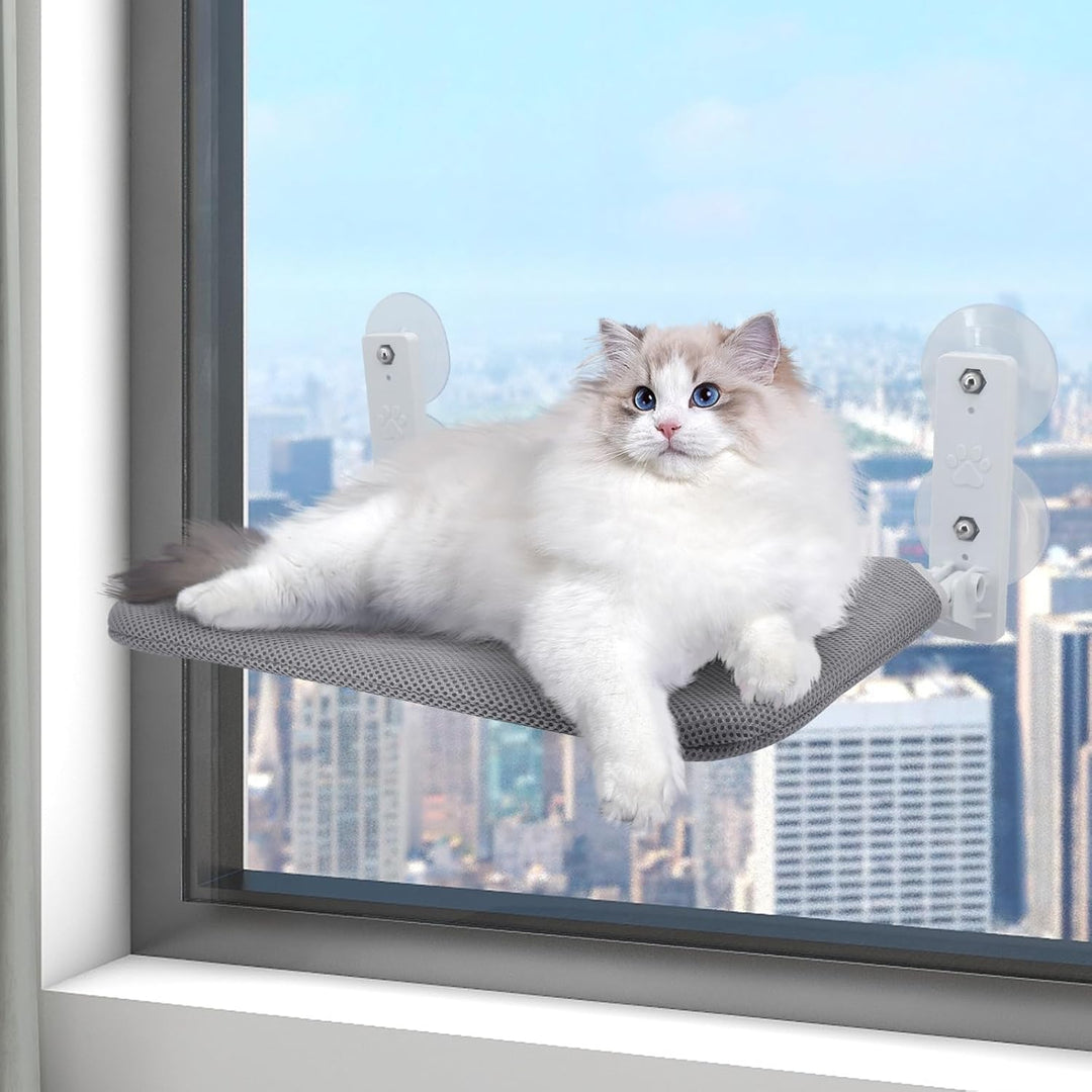 Gearific Katzen-Fenster-Sitzstange, faltbare Hängematte mit 4 Saugnäpfen, festem Rahmen, atmungsakti