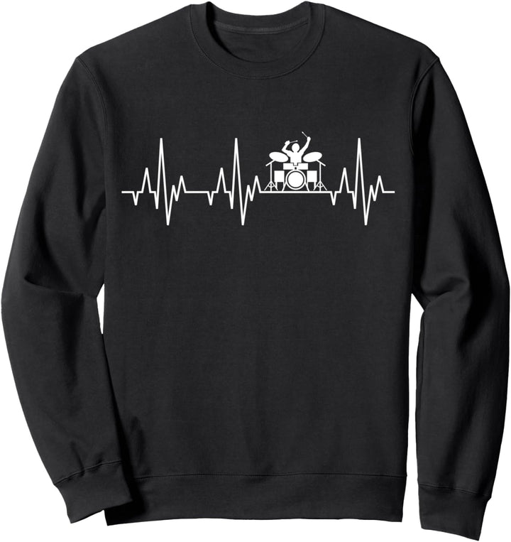 Drummer Schlagzeuger Herzschlag Musik Drum Kit Sticks Drums Sweatshirt