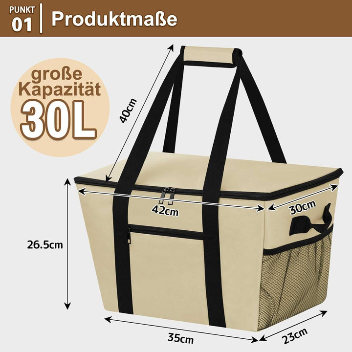 Coolerbag – Kühltasche aus hochwertigem Polyestergewebe, Large Cool Bag with Hard Bottom, Portable F