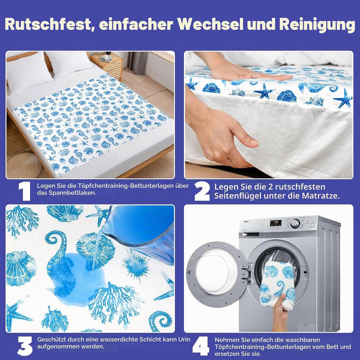 MOEMOE BABY Bettunterlage Wasserdicht für Kinder, 87x153cm/34x60in Wiederverwendbar Inkontinenz Bett