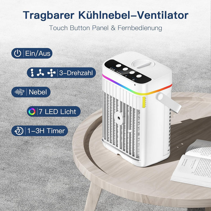Mobile Klimaanlage, 4 in 1 Mini Klimaanlage mit Kühlen Nebel, Klimaanlage Mobil, klimagerät ohne abl