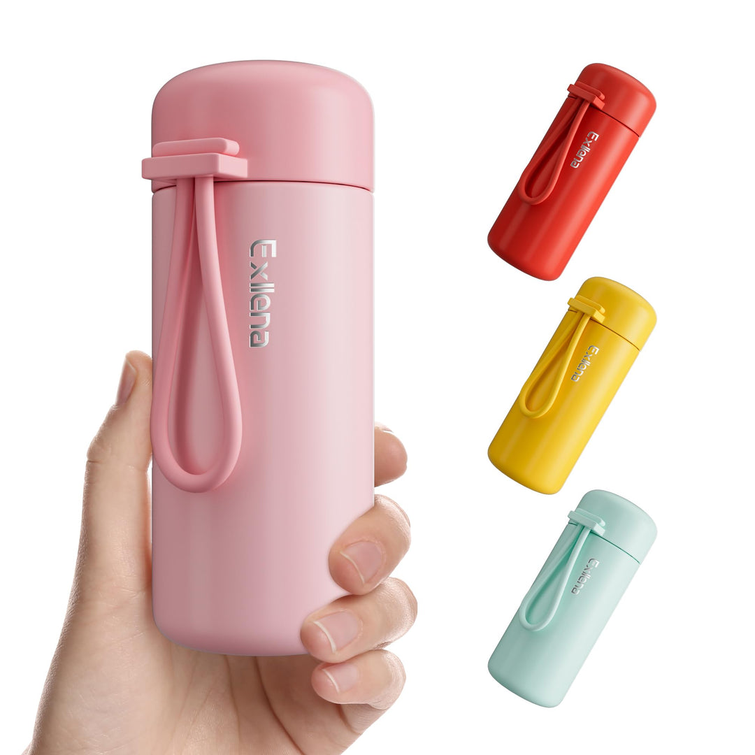 Exllena Mini Trinkflasche 150ml – Mini Thermosflasche Auslaufsicher mit praktischem Tragegriff - Hoc