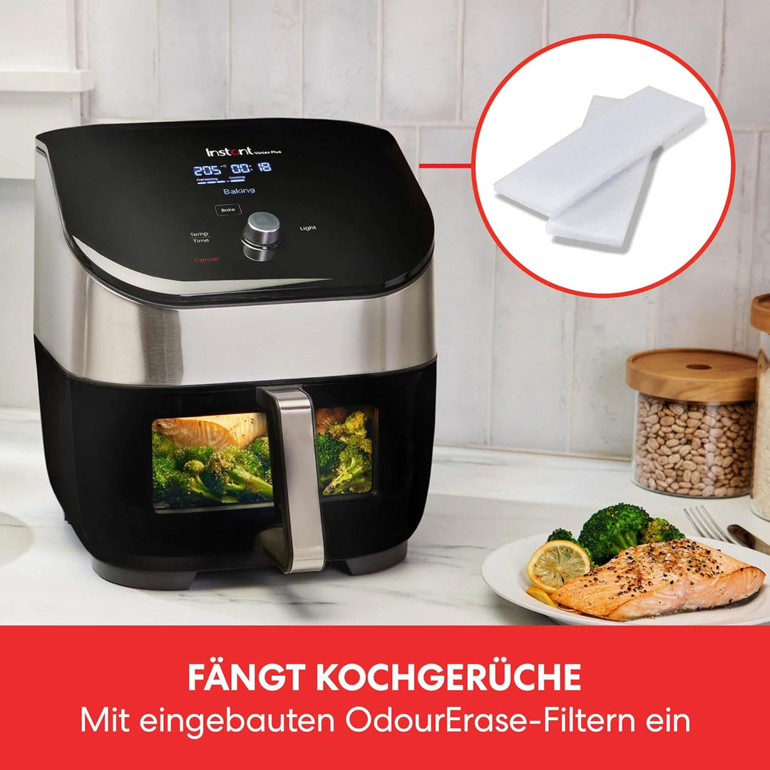 Instant Vortex Plus mit ClearCook - 5.7L Digitale Gesunde Heissluftfritteuse, Edelstahl, 6-in-1 Smar