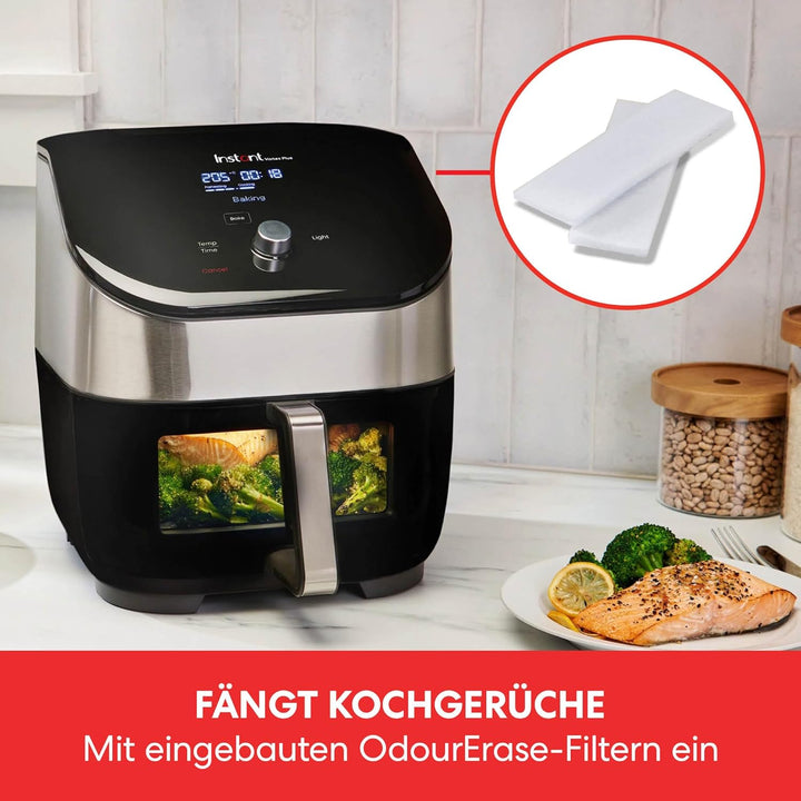 Instant Vortex Plus mit ClearCook - 5.7L Digitale Gesunde Heissluftfritteuse, Edelstahl, 6-in-1 Smar