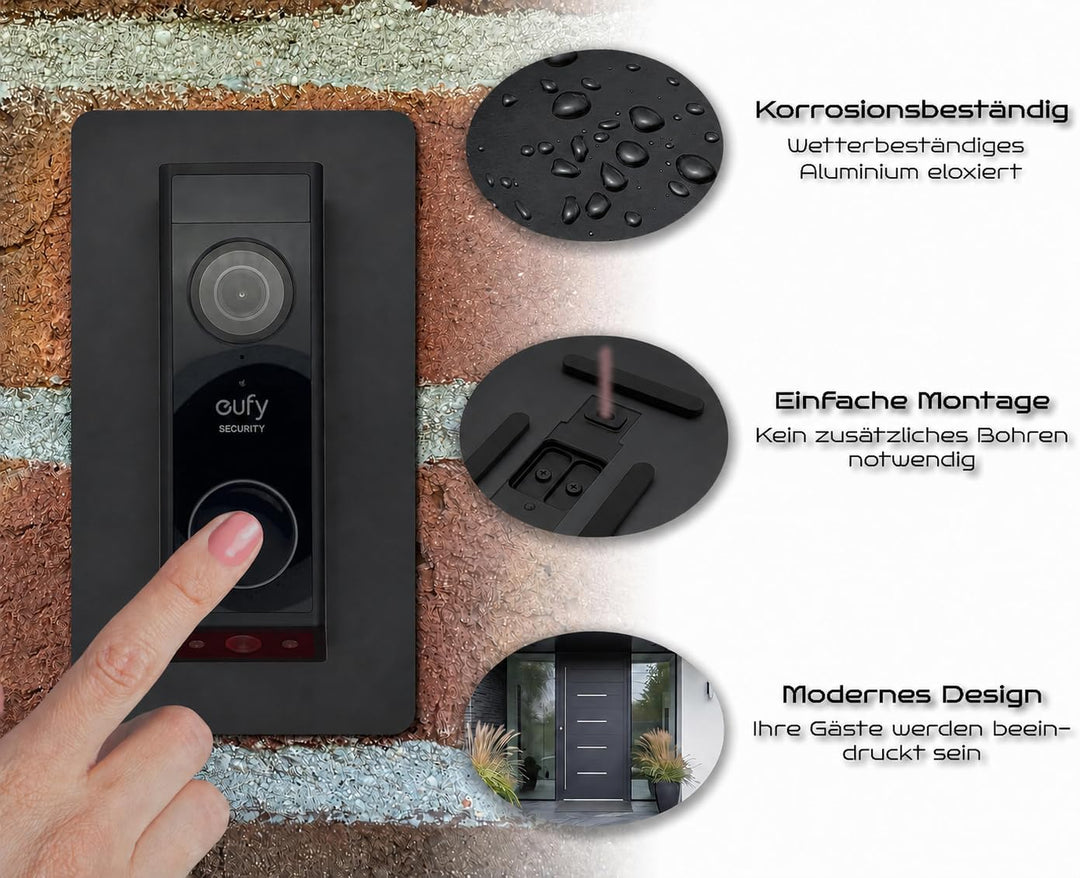 Blende Schwarz passend für Eufy Klingel E340 S330 S220 | Klingelschild Abdeckung | Zubehör für Halte