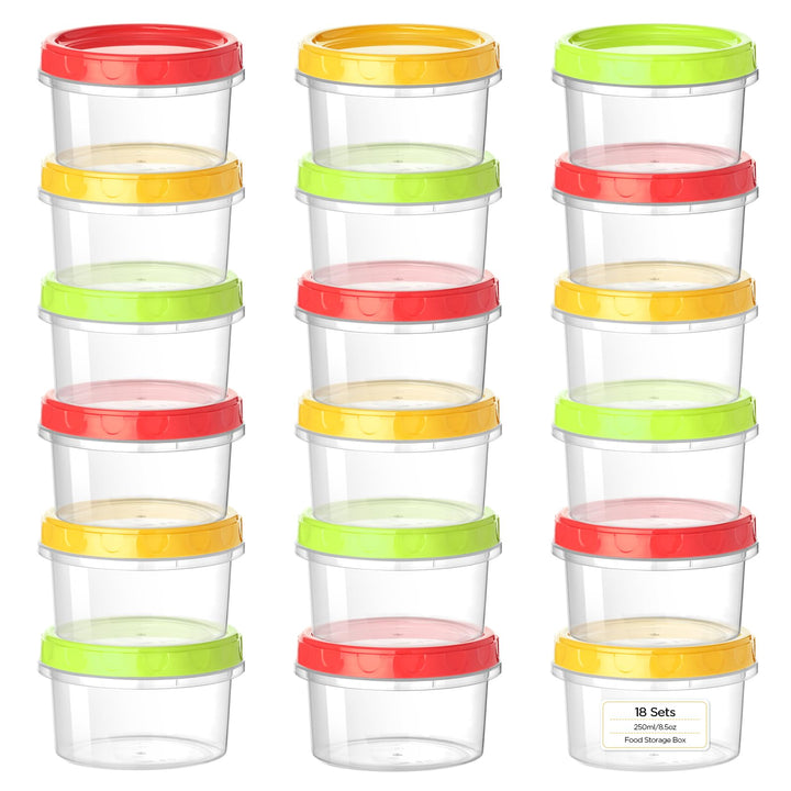 VINATO 18Pcs Frischhaltedosen Mit Deckel, 250ml Kleine Dosen Mit Deckel Plastik, Lebensmittelbehälte