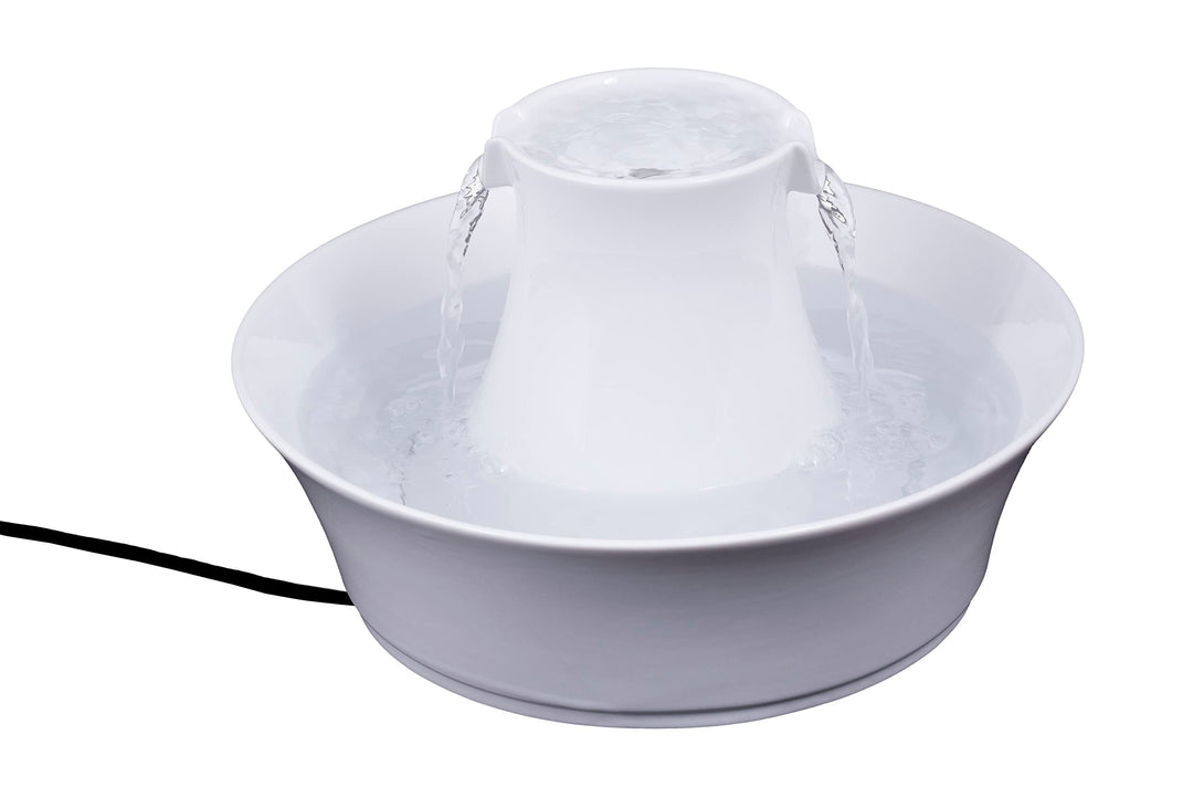 PetSafe Drinkwell Keramik-Trinkbrunnen Avalon, Gefiltertes Trinkwasser für Hunde und Katzen, 2 L Was