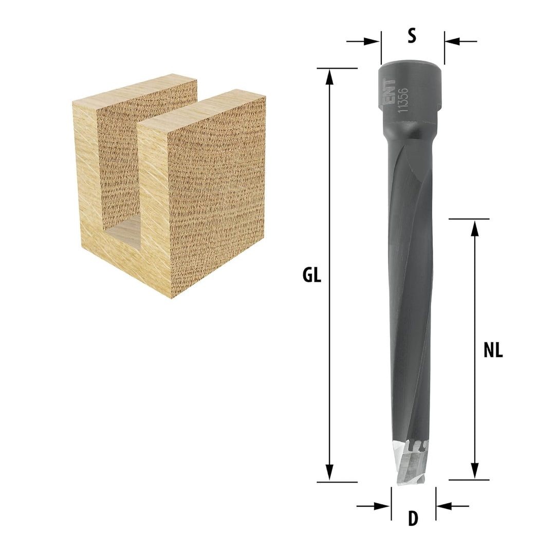 ENT 11356 Nutfräser, Durchmesser (D) 10 mm, NL 70 mm, GL 90 mm für Festool Domino DF700, mit Aufnahm