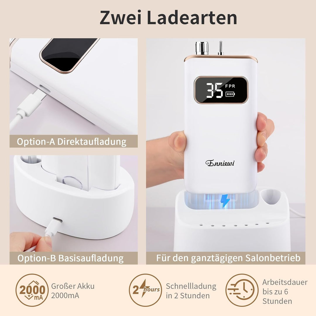 Nagelfräser On-Desk & Tragbare 2 in 1 Elektrische Nagelfeile 35000 U/min Professionelle Wiederauflad
