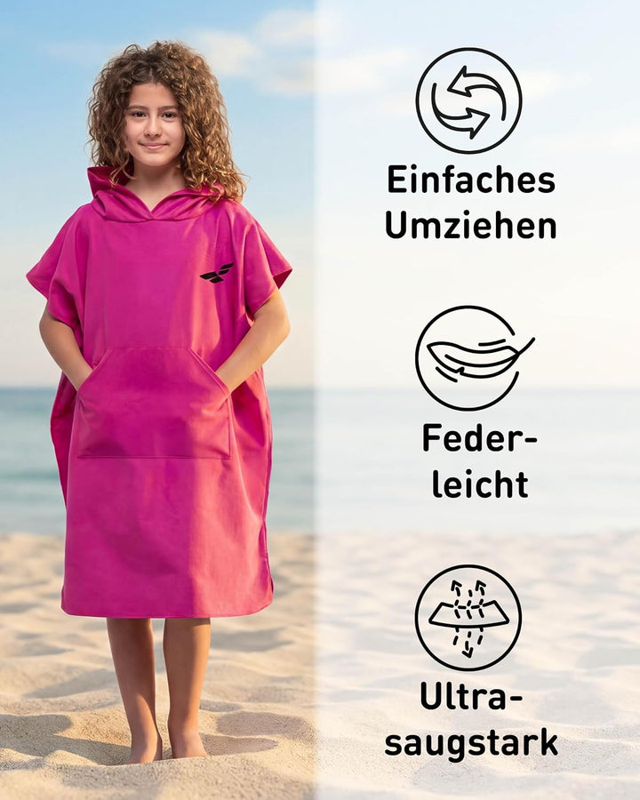 Fit-Flip Badeponcho aus Mikrofaser für Damen, Herren und Kinder | schnelltrocknend, kompakt und ultr