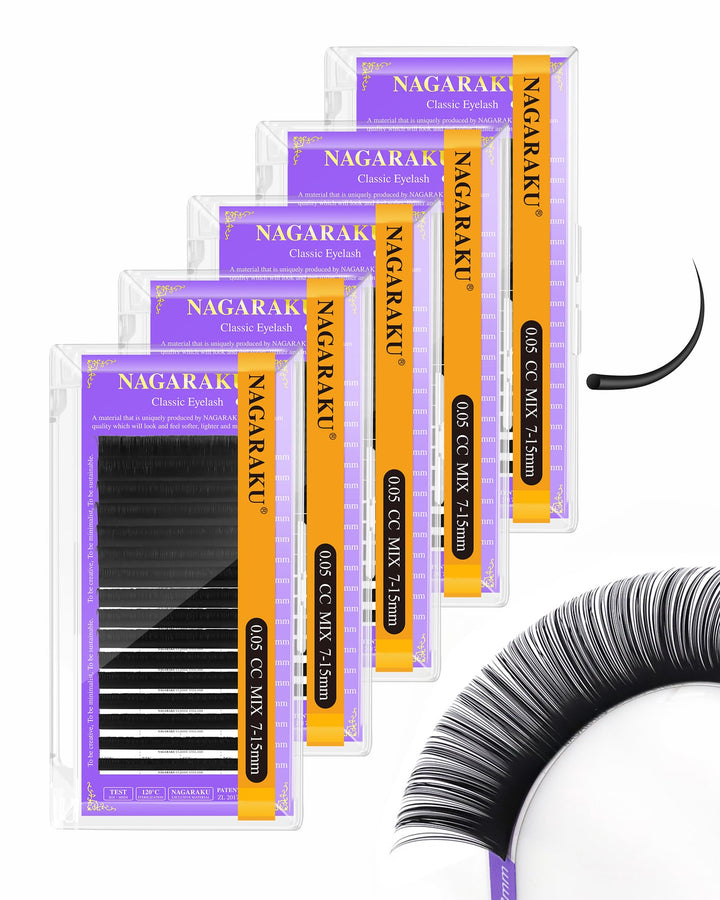 NAGARAKU 5er Pack Klassische Einzelwimpern 1:1 Wimpern Individuelle Lash mit langen Taper-Spitzen We