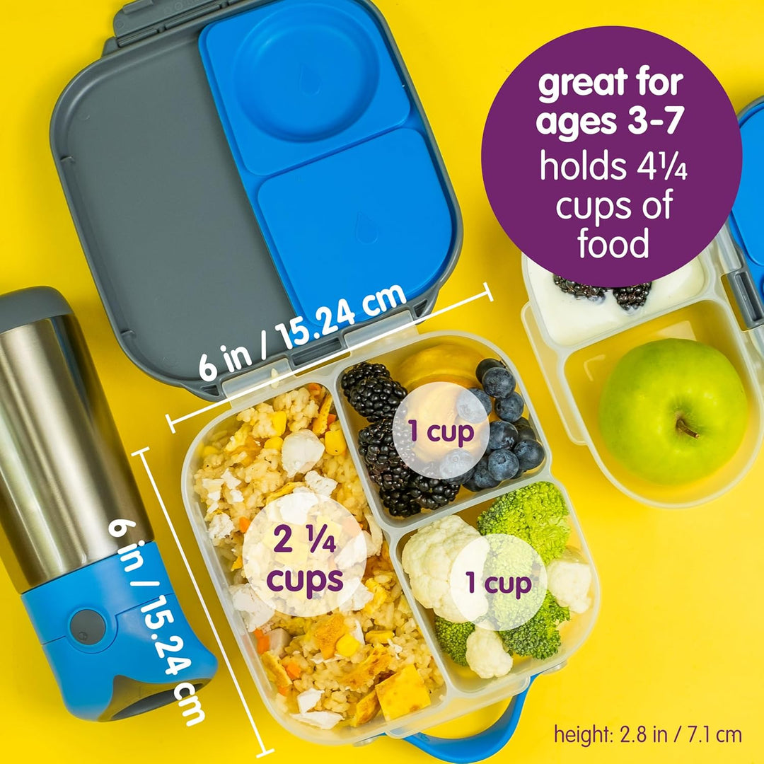b.box Mini Brotdose | Bento-Box mit 3 Fächern (2 auslaufsicher) | Ideal für Kleinkinder, Kinderlunch