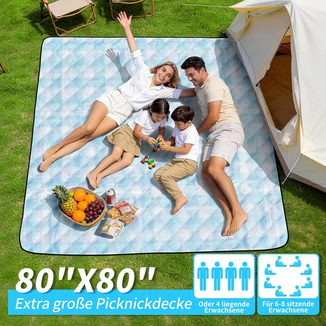 sapsisel wasserdichte Picknickdecke für 6-8 Erwachsene, Extra grosse Stranddecke, Picknickmatte für