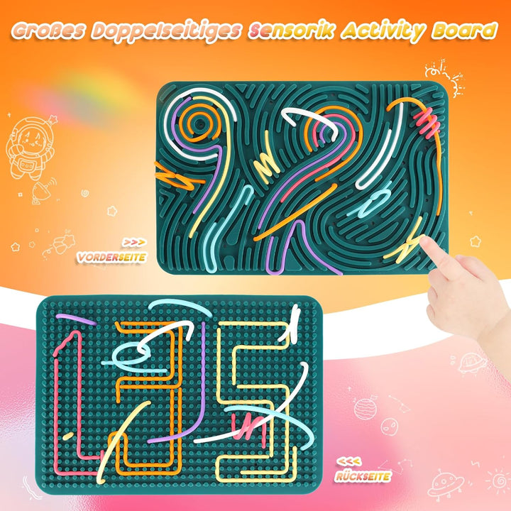 ddLUCK Extra Gross Sensorik Activity Board, 29.5 x 20 cm Silikon Fidget Toys zur Stressabbau, ADHD u