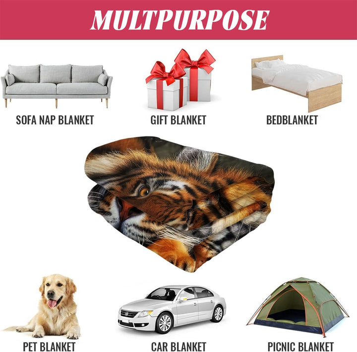 YISUMEI Decke 150x200 cm Kuscheldecken Sanft Flanell Weich Fleecedecke Tagesdecke Tiger kniend 150 x