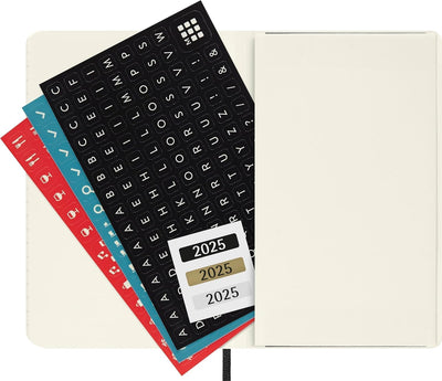 Moleskine Weekly Planner, Horizontale 12-Monats-Wochenplaner 2025, Weicher Einband und Elastischer V