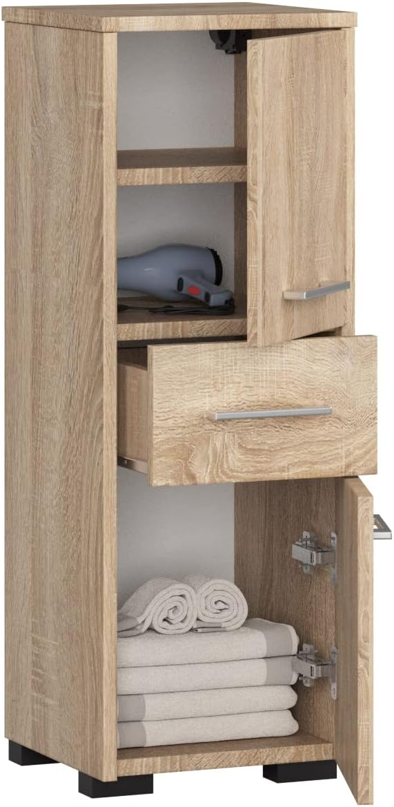AKORD Badezimmerschrank schränke | Badezimmer kommode | FIN 85 2D1SZ, 2 Türen und 1 Schublade, B30 x