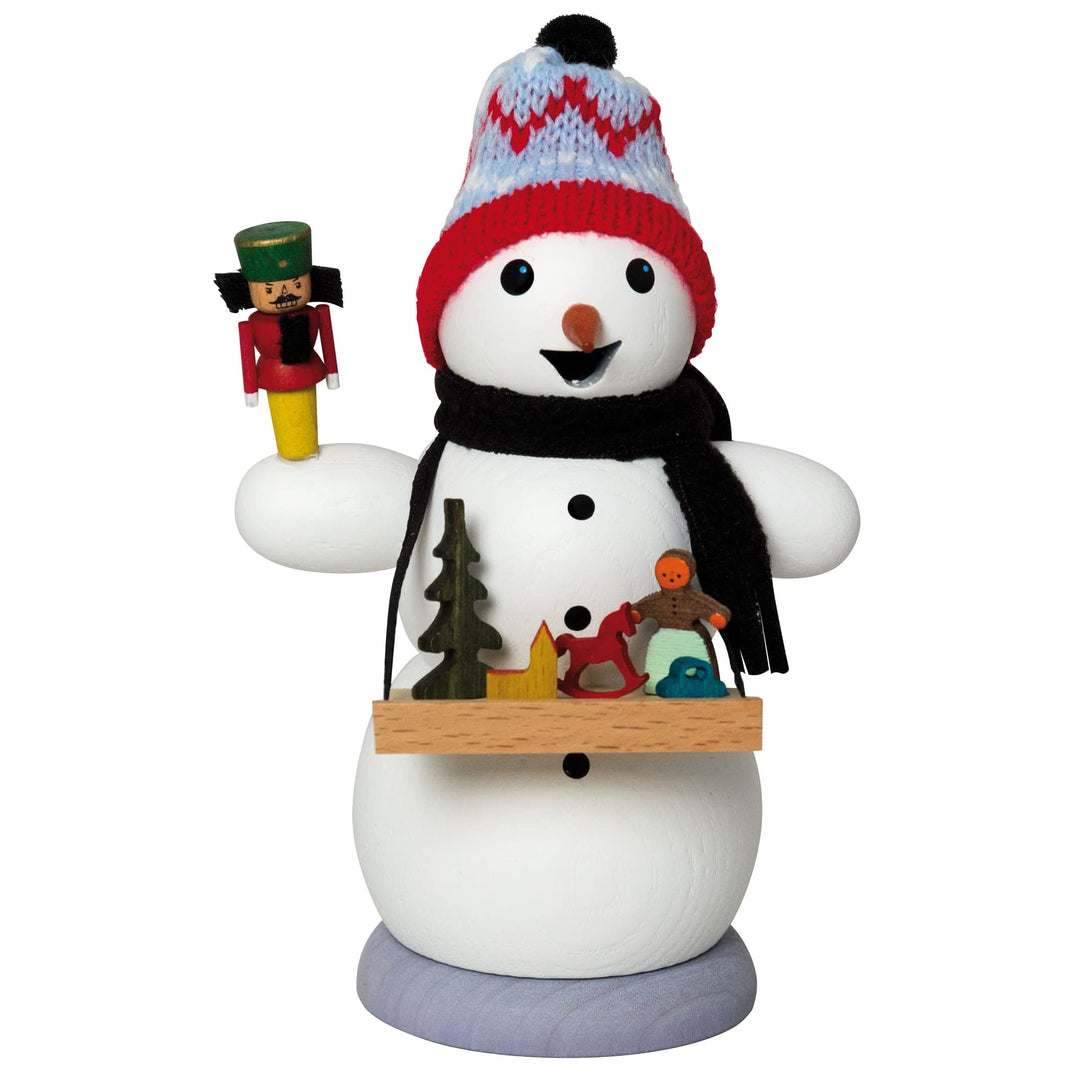 Kuhnert - Rauchmann/Räucherfigur aus Holz - Schneemann als Weihnachtsmarkthändler - ca. 13 cm - Made