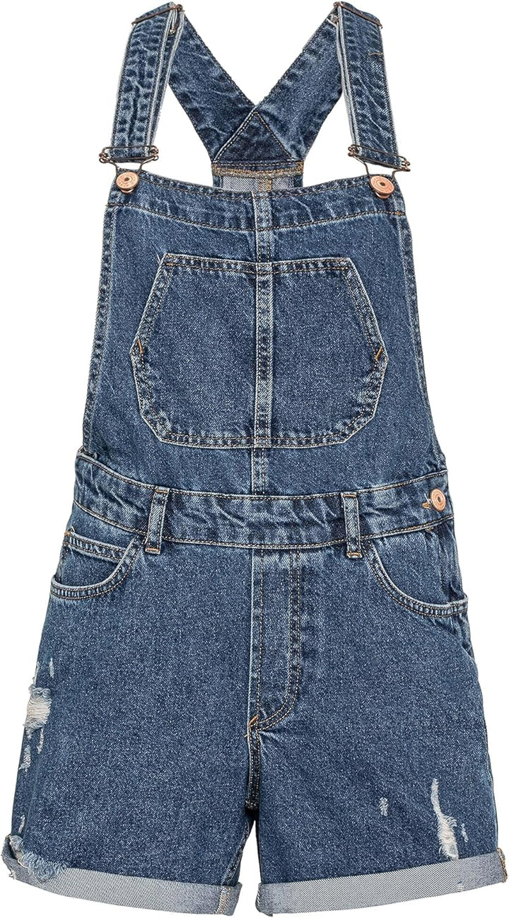 Red Bridge Damen Shorts kurze Hose Hot-Pants Latzhose Overall 25W Blau, 25W Blau