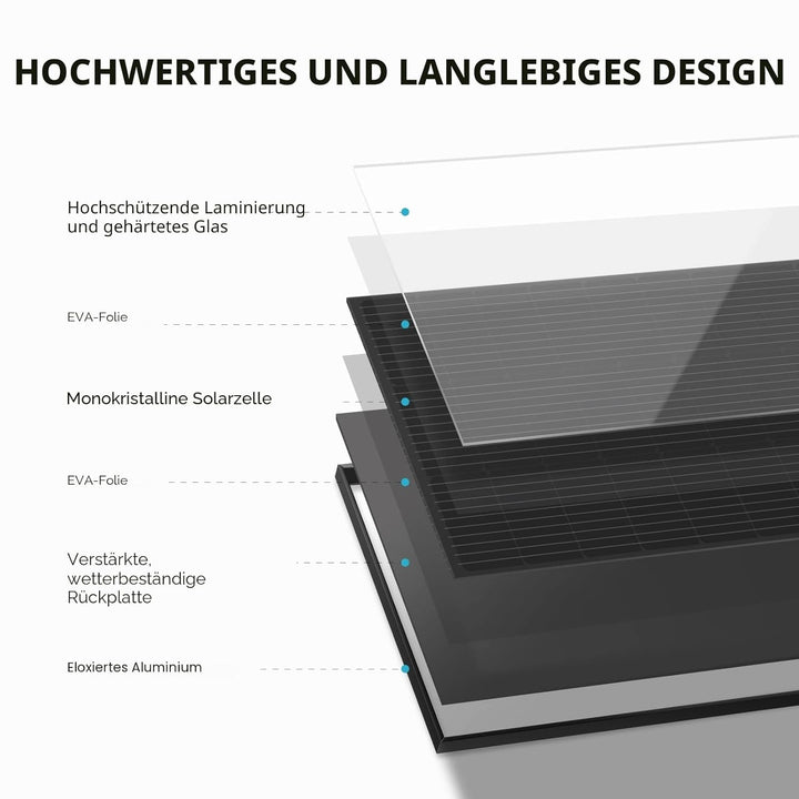 ECOFLOW Monokristallines Solarpanel 2x100W, Starres Solarpanel mit 8 Stück montagefüsse, Photovoltai