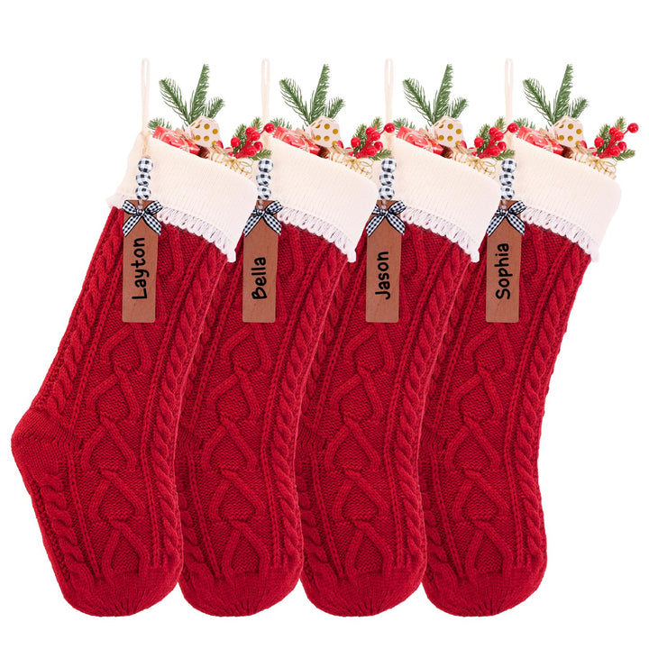 Weihnachtsstrümpfe, Kamin, Weihnachtsbaumschmuck, Ornamente für Urlaub, Familie, Freunde (weiss-rot,