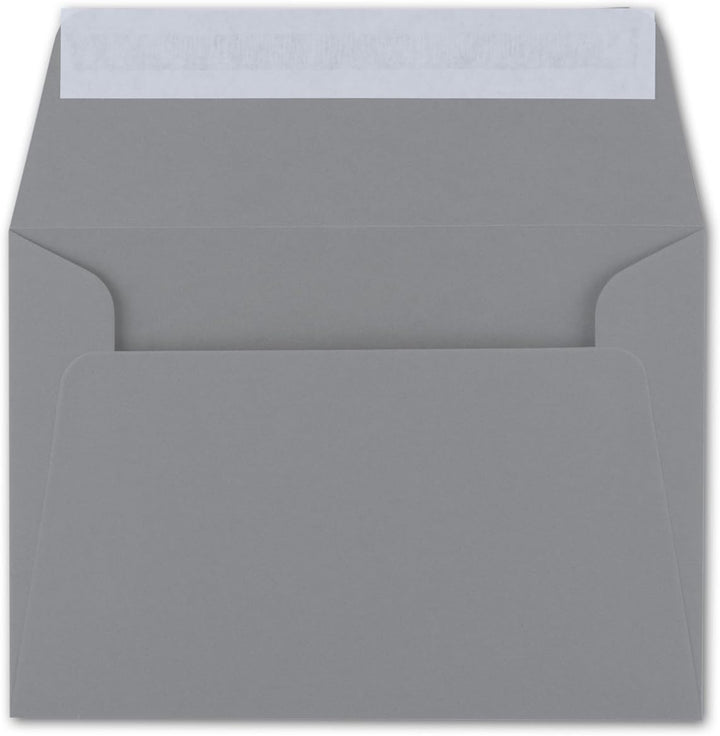 50x Brief-Umschläge B6 - Dunkelgrau - 12,5 x 17,5 cm - Haftklebung 120 g/m² - breite edle Verschluss