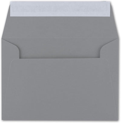 50x Brief-Umschläge B6 - Dunkelgrau - 12,5 x 17,5 cm - Haftklebung 120 g/m² - breite edle Verschluss
