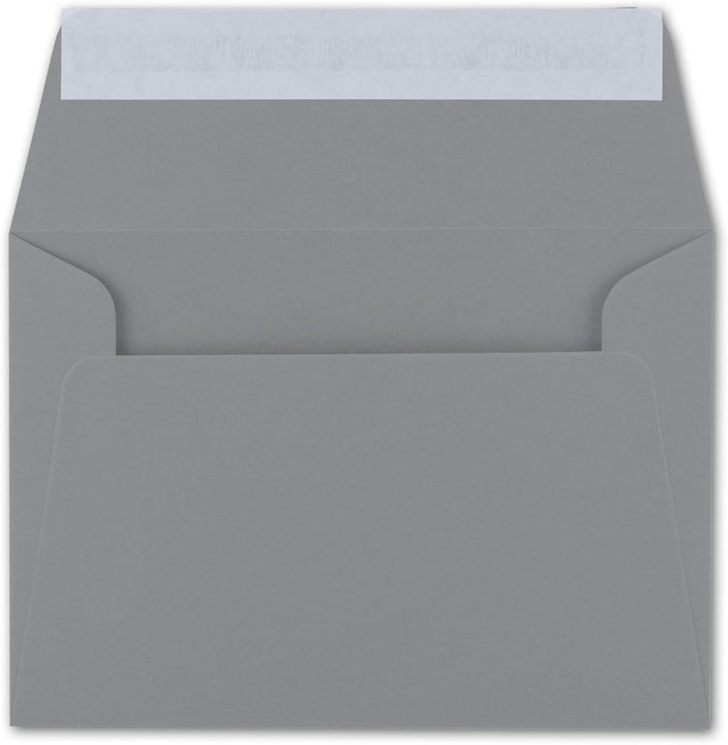 50x Brief-Umschläge B6 - Dunkelgrau - 12,5 x 17,5 cm - Haftklebung 120 g/m² - breite edle Verschluss