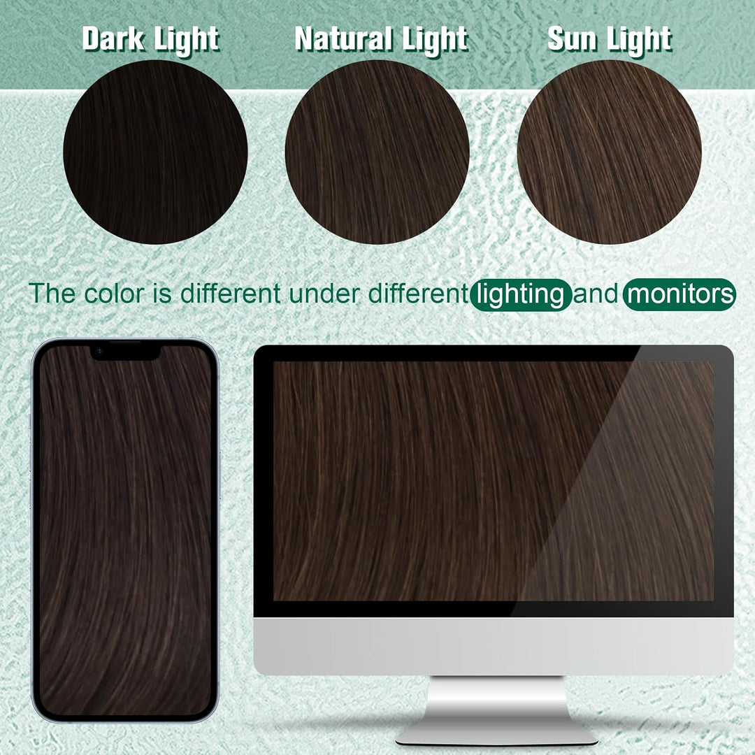 Easyouth Echthaar Tressen Zun Einnahen Braun Sew in Extension Echthaar Remy Haartressens Extensions