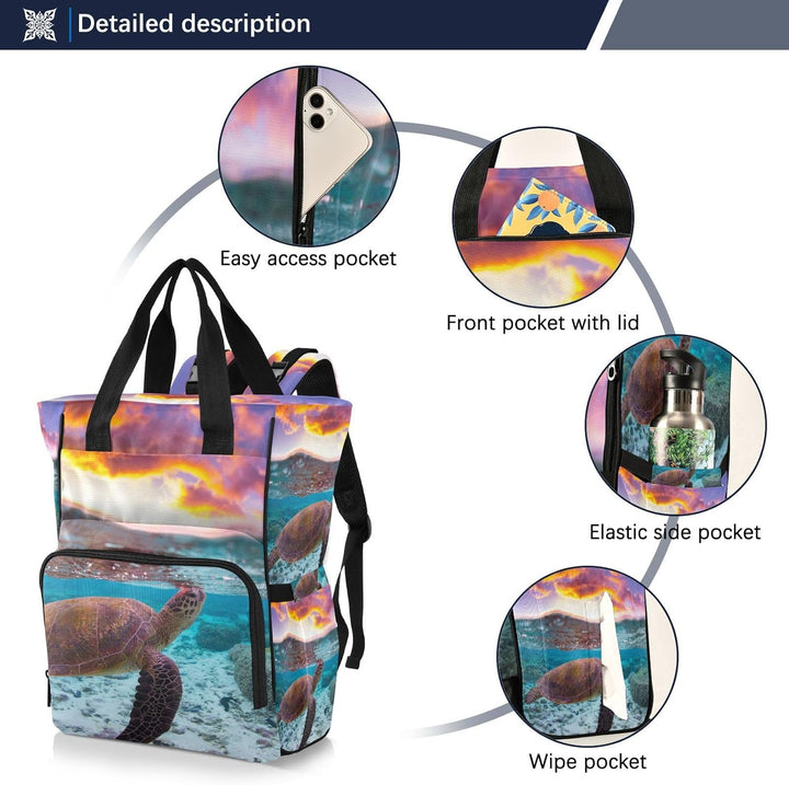 Vnurnrn Die Schildkröte Mom Taschen Wickeltasche Reiserucksack Grosse Kapazität Schulter für Freien