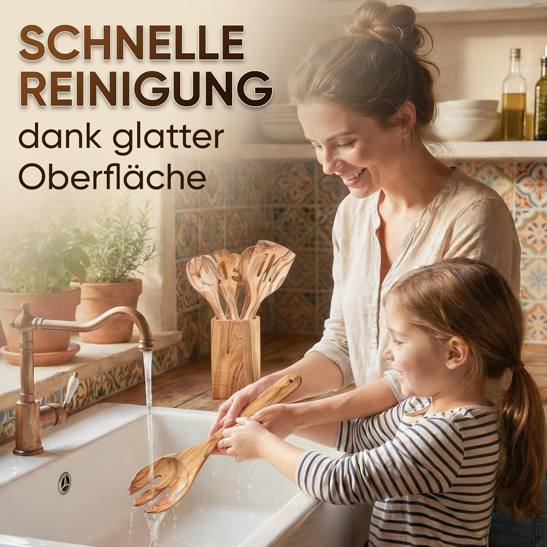 GOLDENBERG® Premium Kochlöffel Set 5-teilig | feinstes italienisches Olivenholz | antibakteriell &amp; l