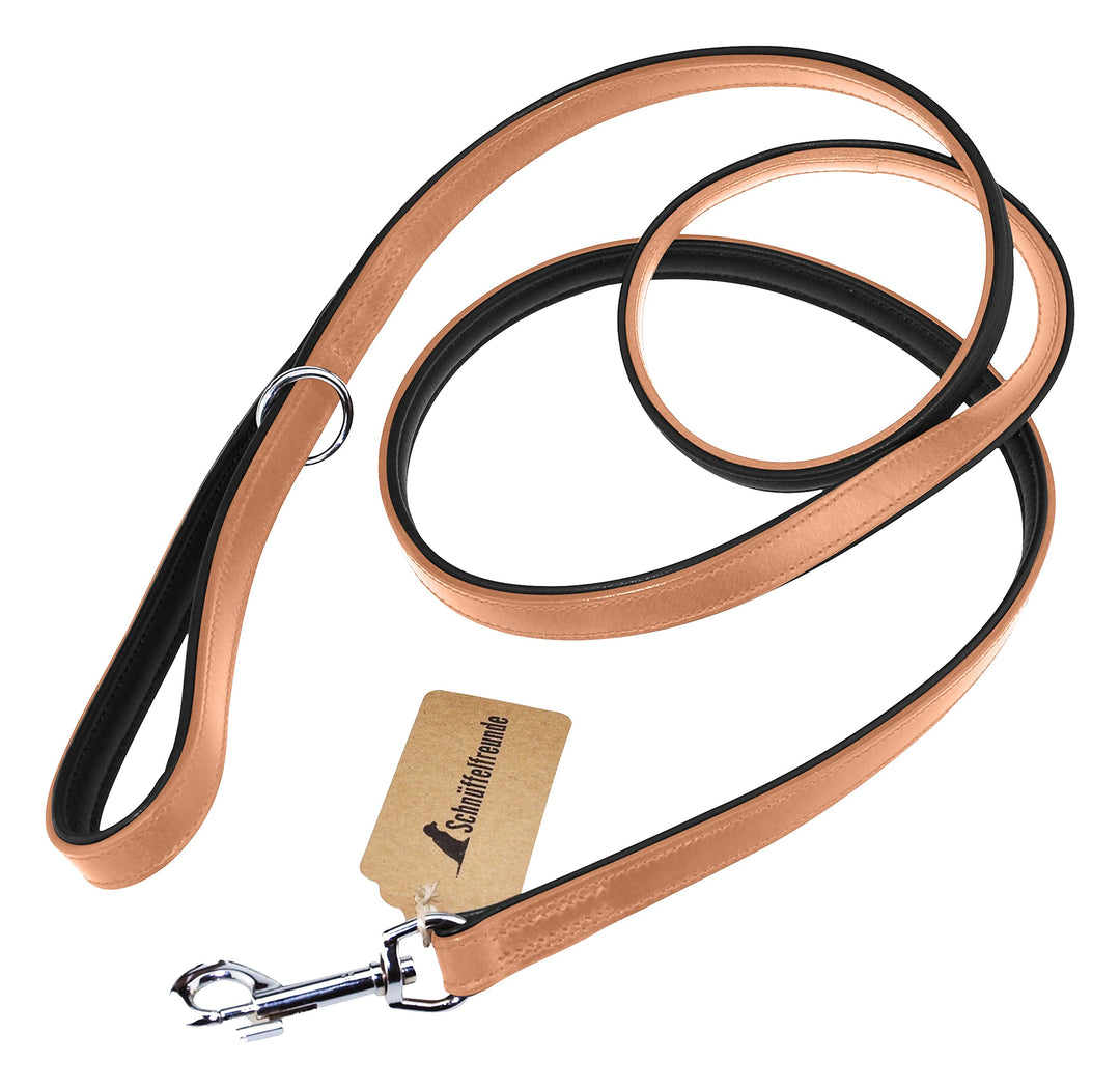 Schnüffelfreunde Hundeleine aus Leder - Führleine (180cm, Beige) 180cm Beige, 180cm Beige