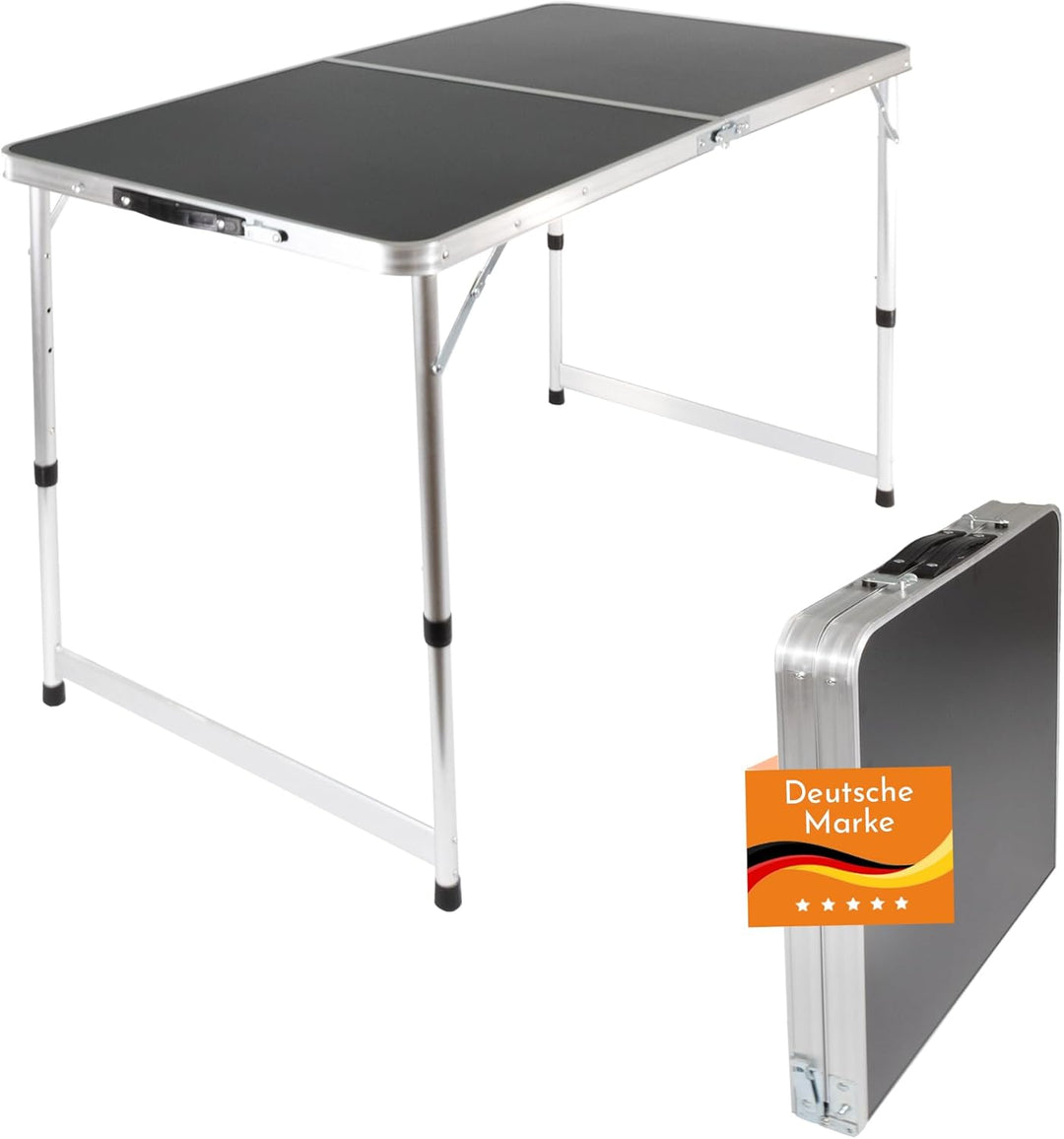 Lemodo Campingtisch schwarz klappbar | Klapptisch 3-Fach höhenverstellbar | Falttisch 120 x 60 cm |