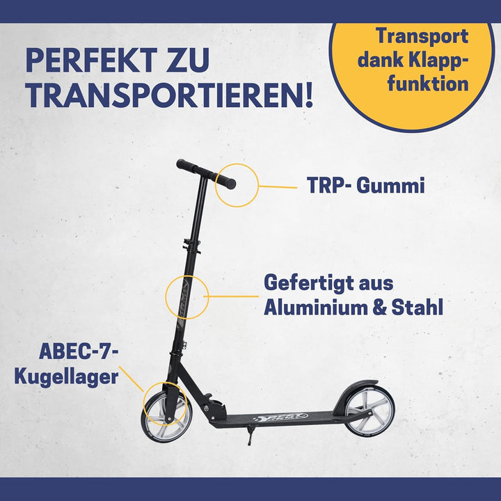 Best Sporting Scooter Kinder I klappbarer Tretroller mit Ständer I schwarz - orange I City Roller Ki