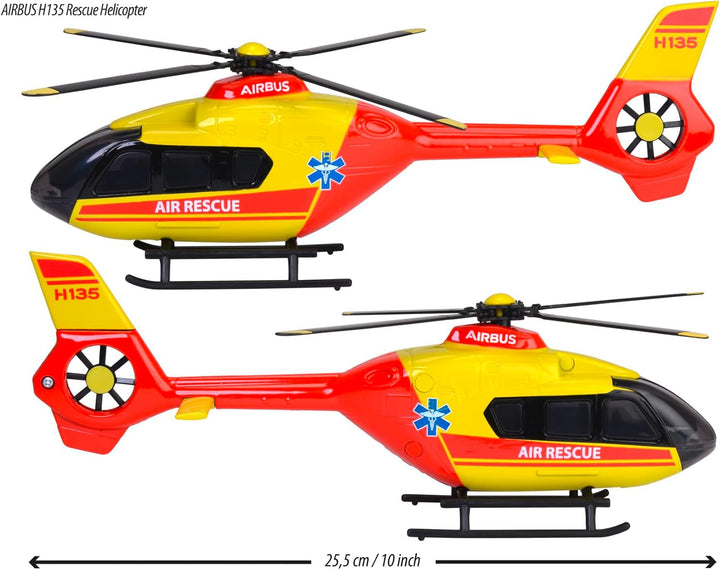 Majorette - Rettungs-Helikopter Airbus H135 (rot/gelb, 25,5 cm) - grosser Spielzeug-Hubschrauber mit