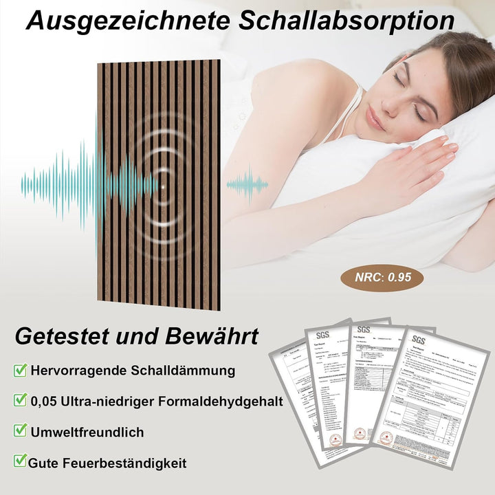 AKK-PANE Akustikpaneele Holz 240x60cm (4er-Set 5,76 m²), 3D Wandpaneele Holz, für Küche, Wohnzimmer,