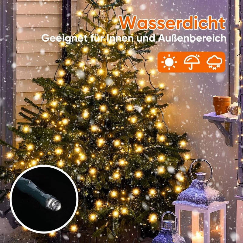 SALCAR 2m Christbaumbeleuchtung mit Ring und 8 Girlanden, 280er LED Überwurf Lichterkette Weihnachts