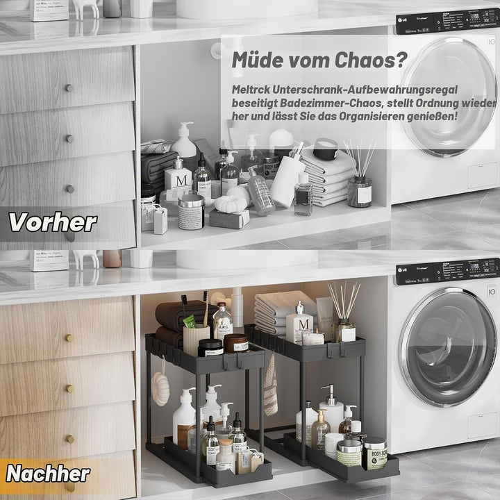 Küchen Organizer - 2 Stück Unter Waschbecken Regal Organizer - Ausziehbares Lagerregal Organizer mit