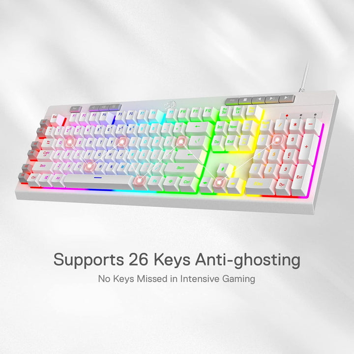 Redragon K512 Shiva US-Layout weisse Membran-Gaming-Tastatur, RGB-Beleuchtung, Programmierbare G-Tas