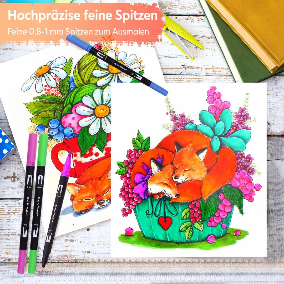 Bonala Brush Pen Set, 132 Doppelspitze Pinselstifte Filzstifte für Erwachsene für Kalligraphie Malen