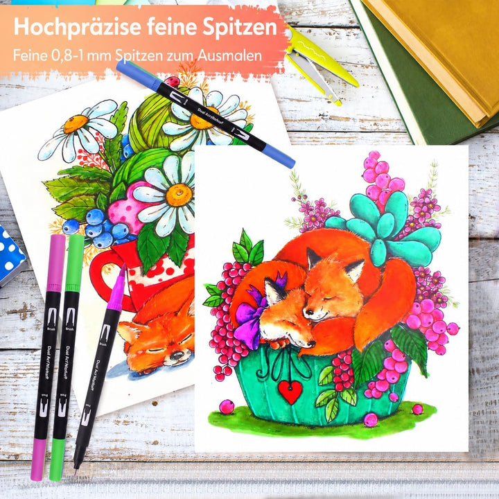 Bonala Brush Pen Set, 132 Doppelspitze Pinselstifte Filzstifte für Erwachsene für Kalligraphie Malen
