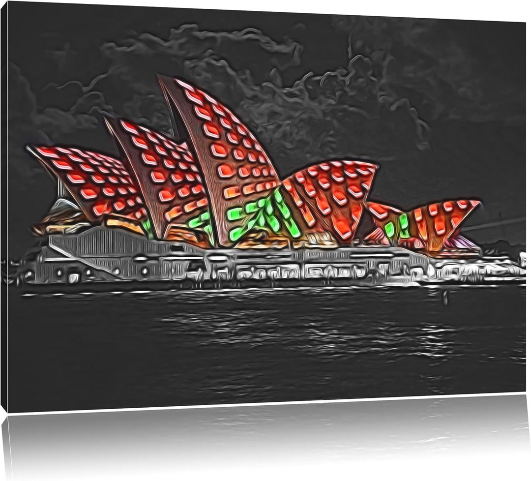 beeindruckendes Sydney Opera House bei Nacht schwarz/weiss Deluxe Format: 100x70 cm auf Leinwand, XX